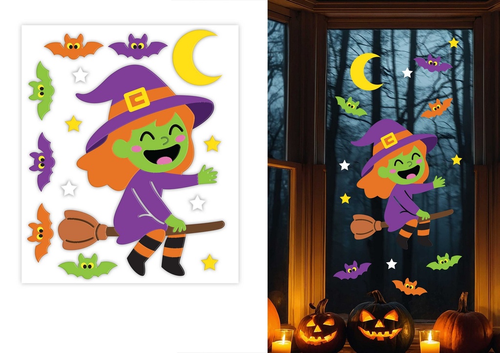 Halloween Gel Decoration Witch 40x50cm