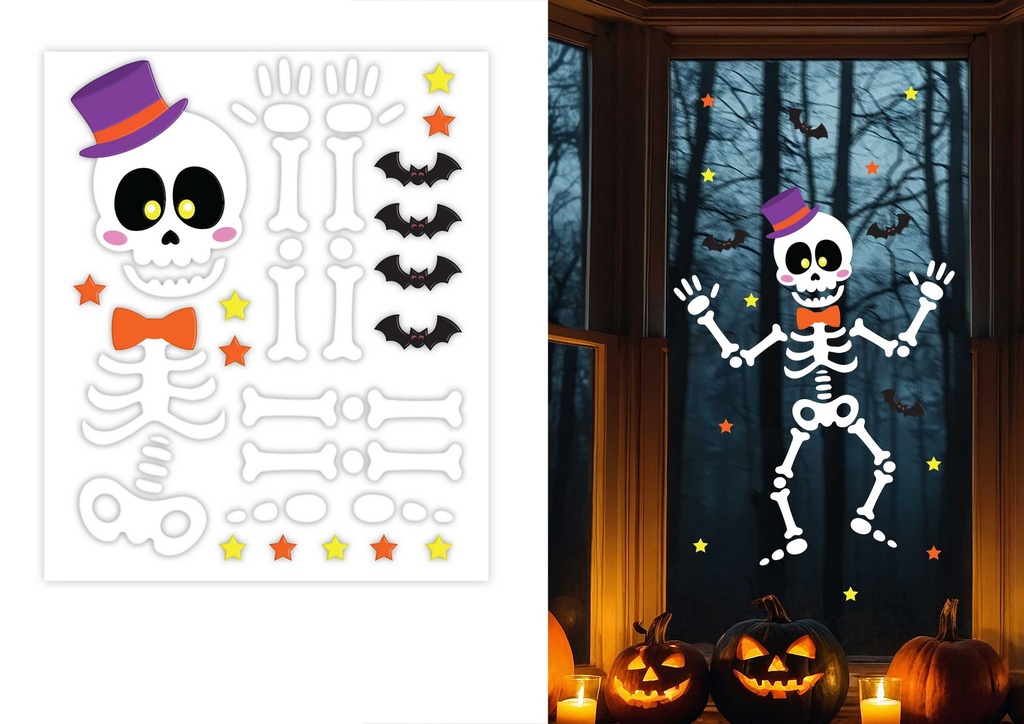 Halloween Gel Decoration Skeleton 40x50cm