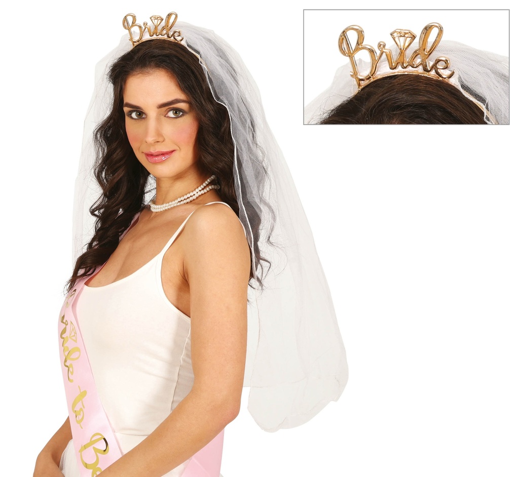Hens Party Bridal Veil With Bride Tiara