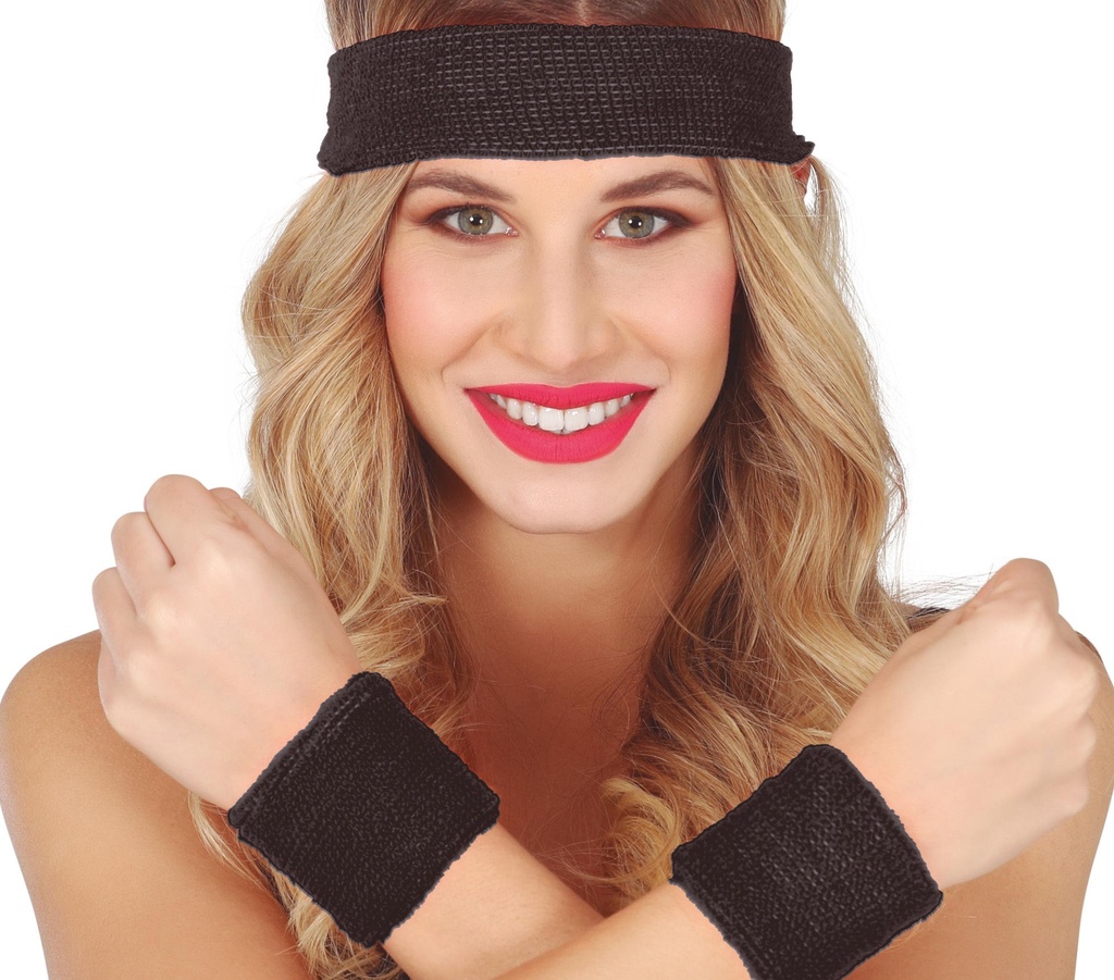Wristbands & Headband 80s Black