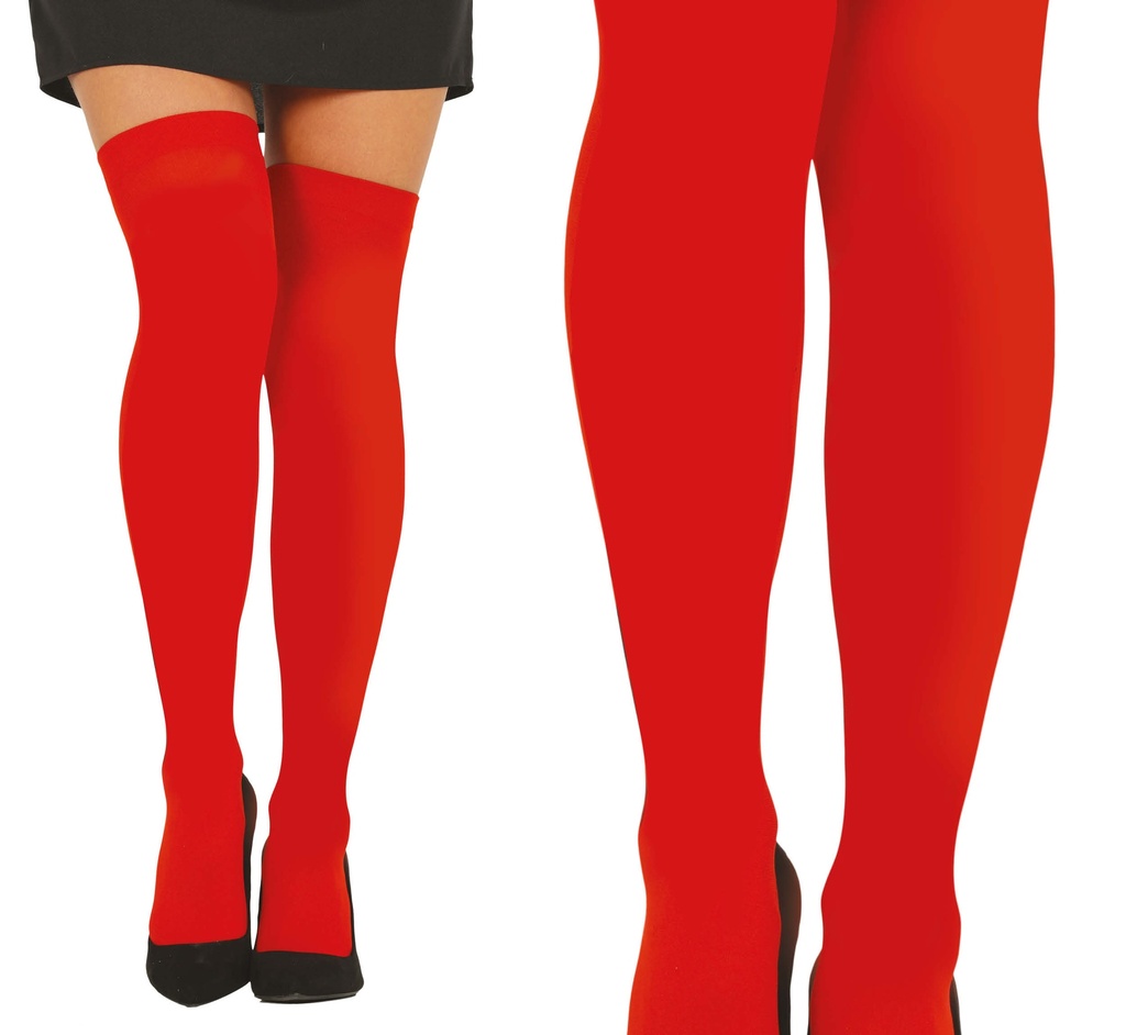 Thigh High Stockings Tights Red - Adult One Size
