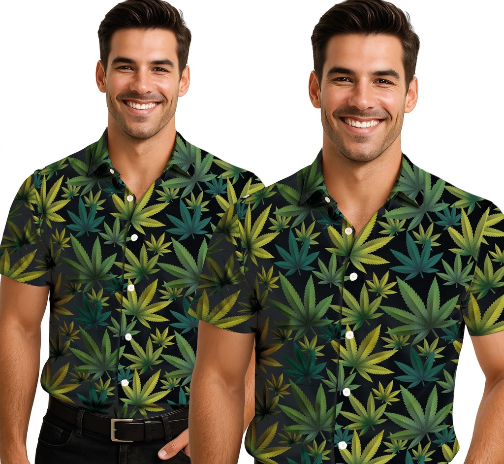 Hawaiian Marijuana Male Shirt - Adult Size Medium (48-50)