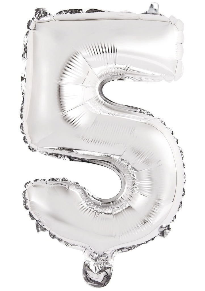 Mini Number 5 Silver Foil Balloon - 35cm