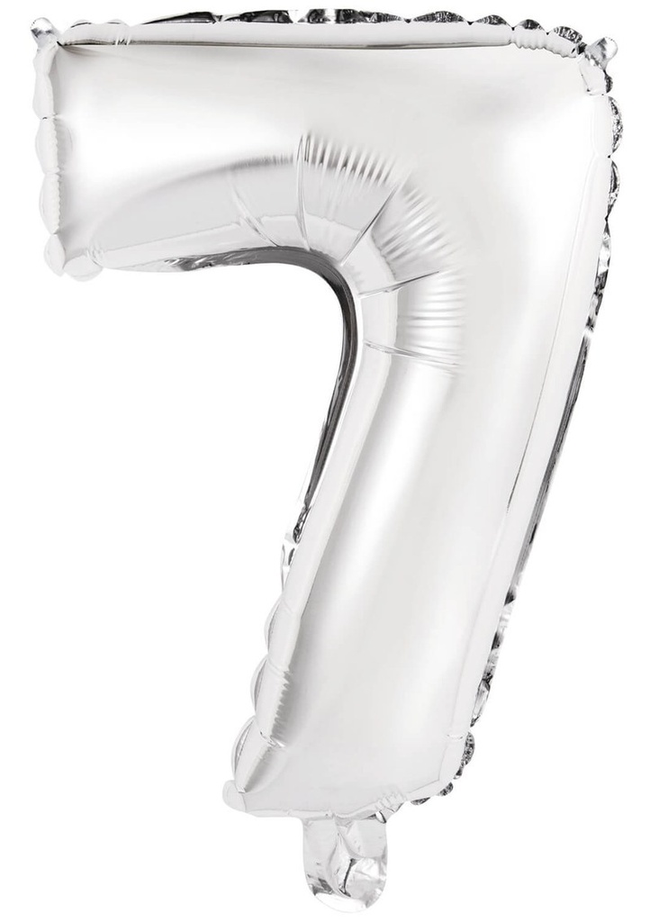 Mini Number 7 Silver Foil Balloon - 35cm