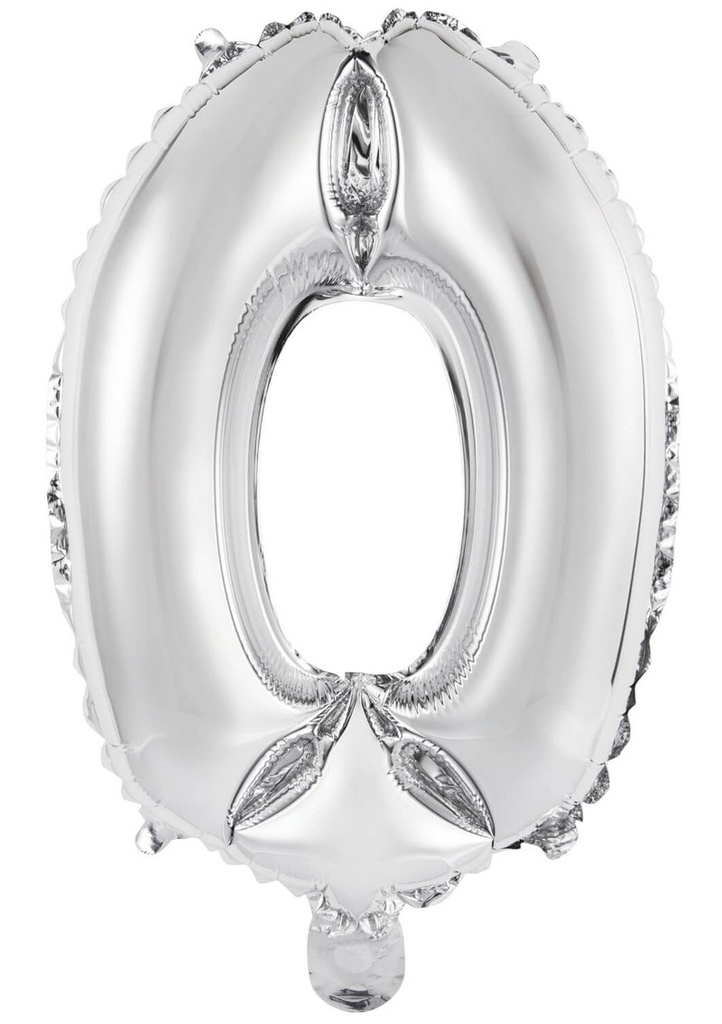 Mini Number 0 Silver Foil Balloon - 35cm