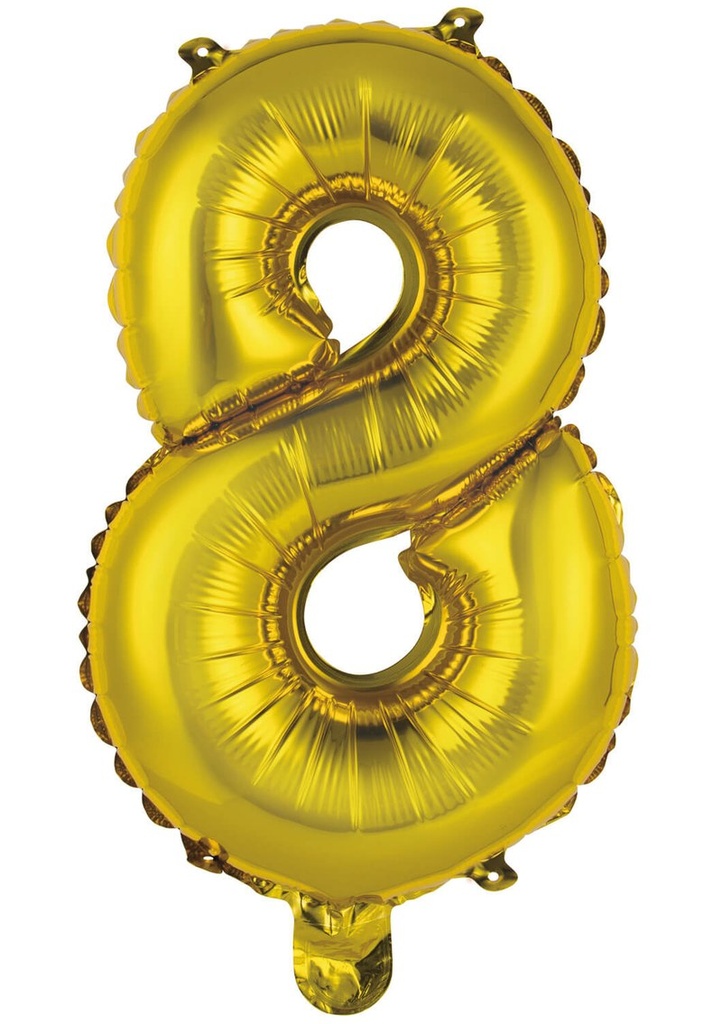 Mini Number 8 Gold Foil Balloon - 35cm
