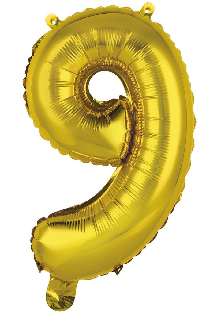 Mini Number 9 Gold Foil Balloon - 35cm