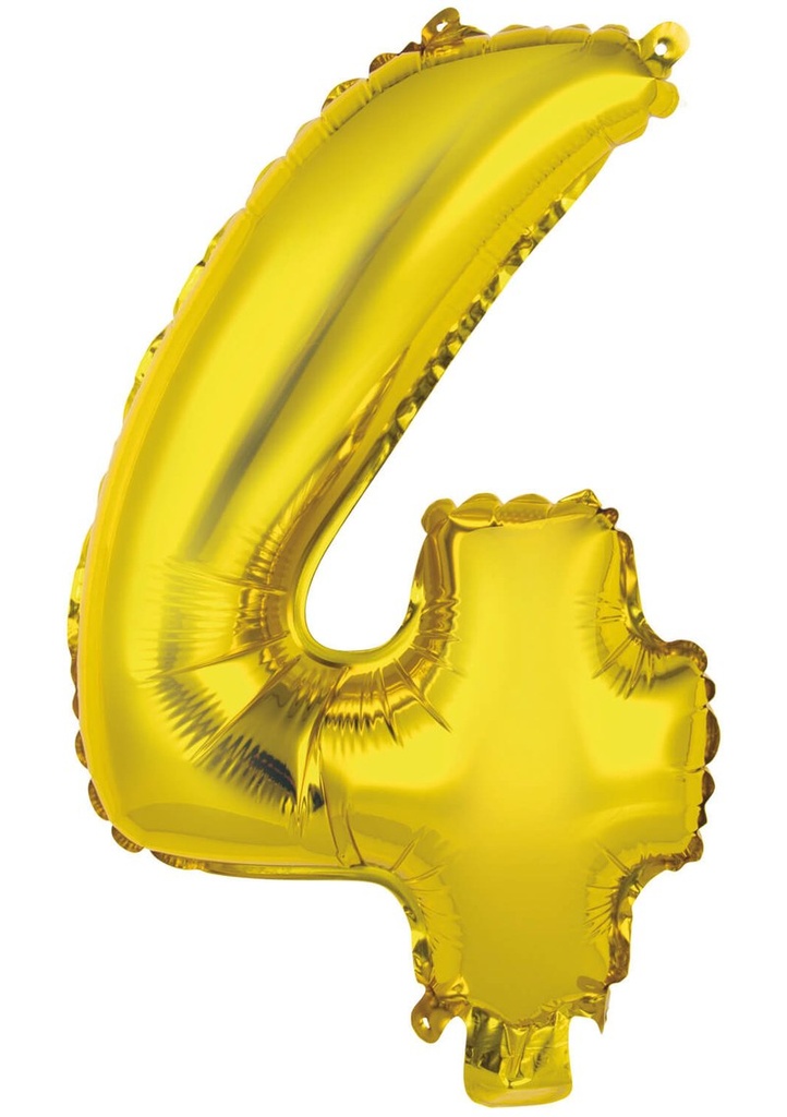 Mini Number 4 Gold Foil Balloon - 35cm