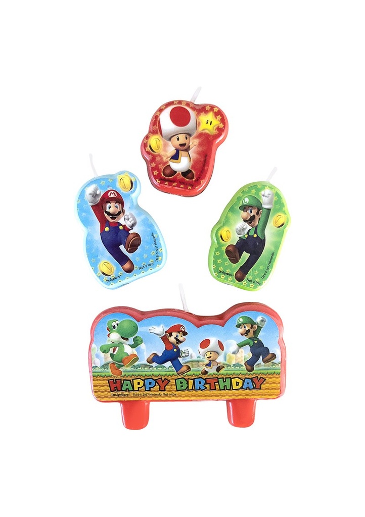 [171554-55] Super Mario Character Candles Height 4.5 / 6 cm - 4pk