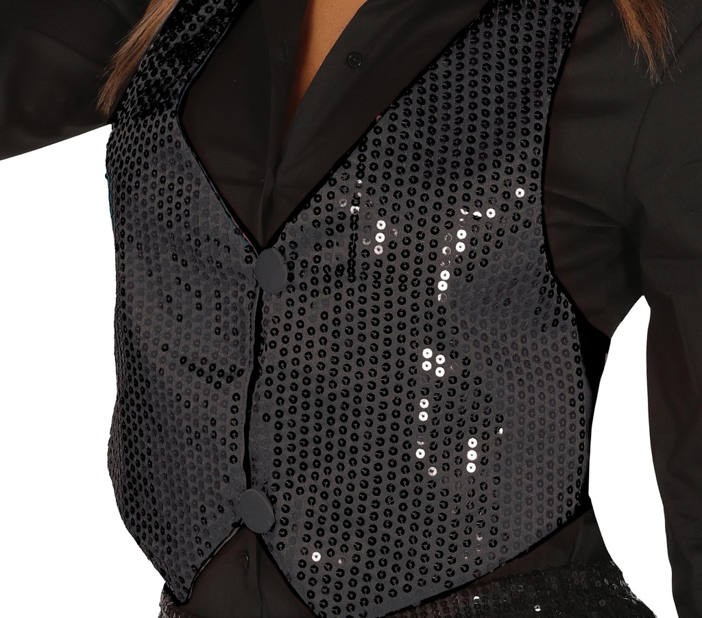 Lady Black Sequin Waistcoat – Adult One Size