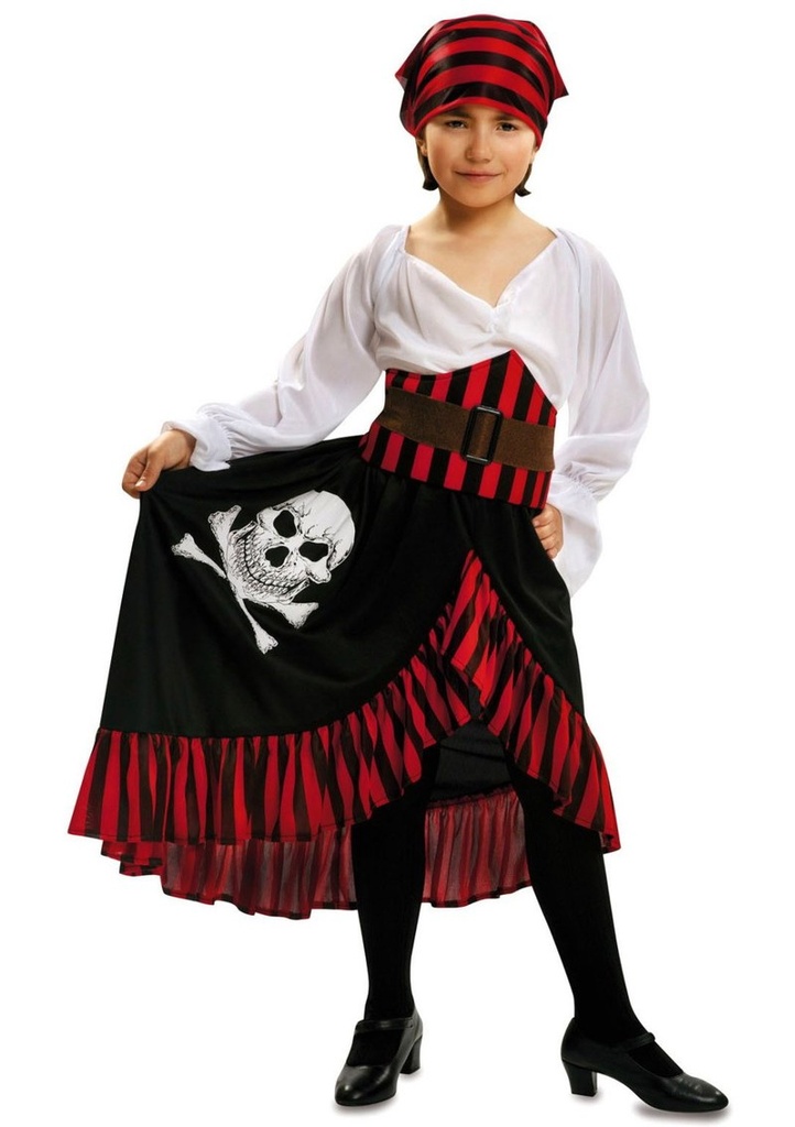 Striped Pirate Bandana Girl Costume - Age 12 to 24 Months