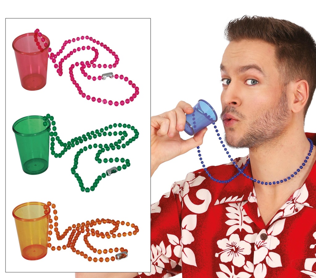 Shot Glass With Necklace Assorted Colours
