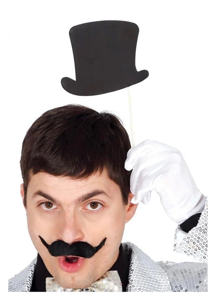 [7203] Photo Booth Prop Top Hats With Stick 11cmx13.5cm - 6pk