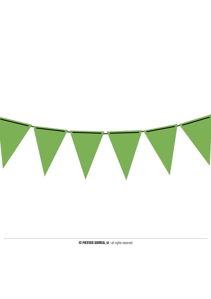 [31053] Neon Green Pennant Paper Banner (19x27cm)  - 300cm