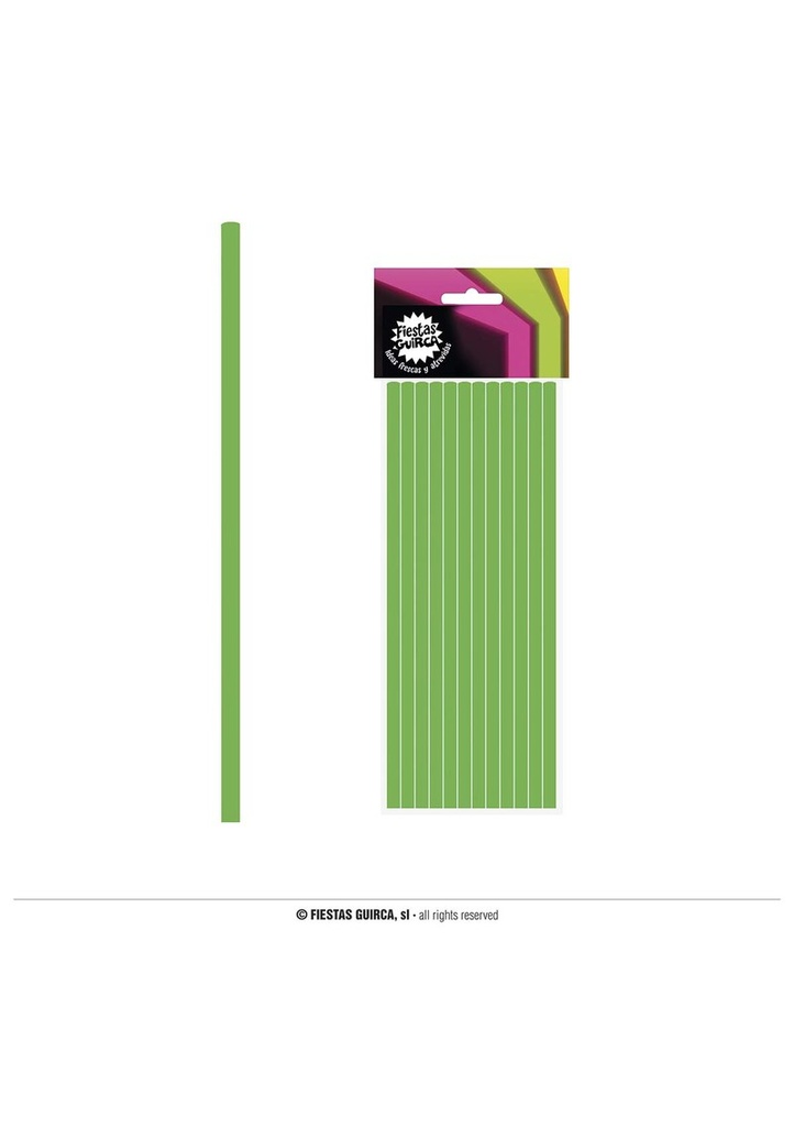 [31051] Neon Green Paper Straws 6x200mm - 12pk