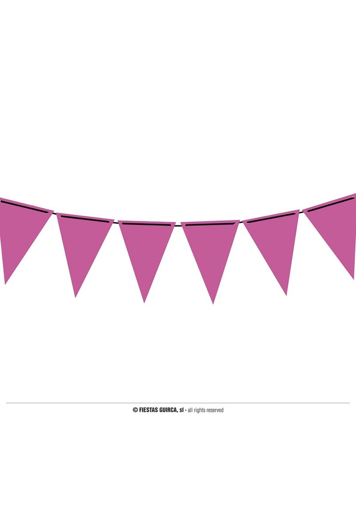 [31047] Neon Fuchsia Pennant Paper Banner (19x27cm)  - 300cm