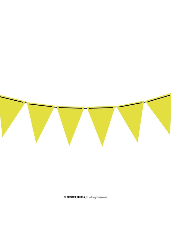 [31041] Neon Yellow Pennant Paper Banner (19x27cm)  - 300cm