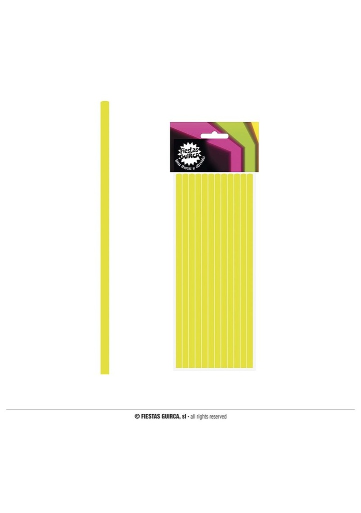 [31039] Neon Yellow Paper Straws 6x200mm - 12pk
