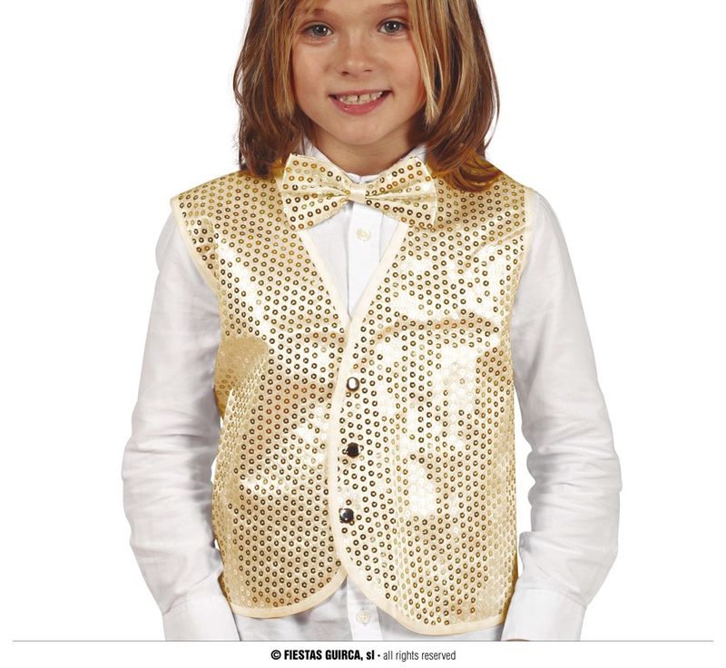[17418] Child Gold Sequin Waistcoat – Child One Size