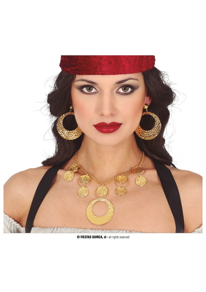Gold Metal Necklace & Earrings Set