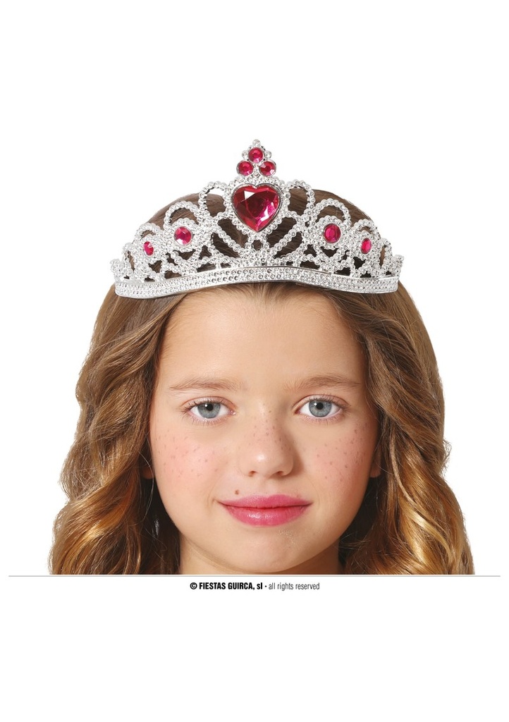 Silver Tiara With Red Heart - Child One Size