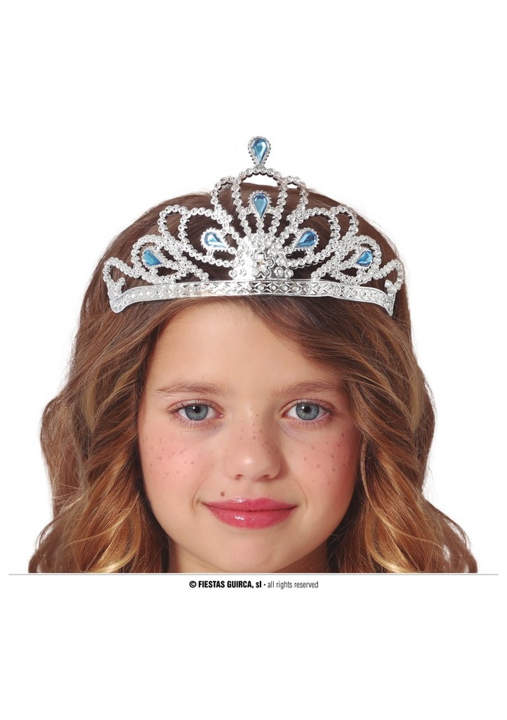 Silver Tiara With Blue Stones - Child One Size