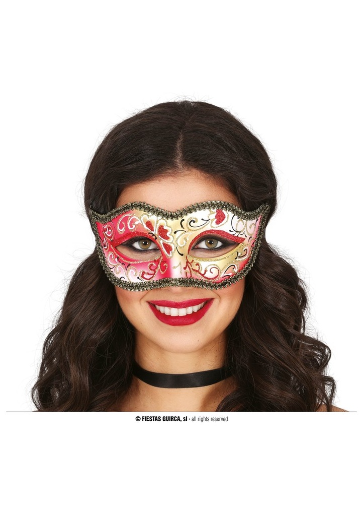 Red Painted Venetian Mask - Adult One Size