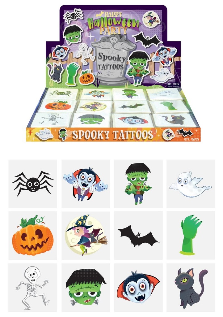 Mini Party Favor Halloween Tattoos 4cm (Assorted Designs) – 12pcs