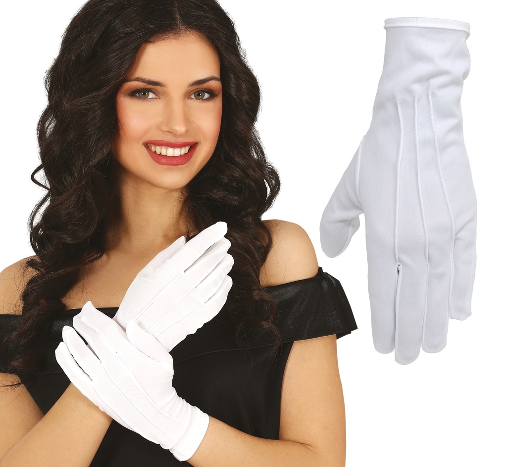 White Button Gloves 24cm