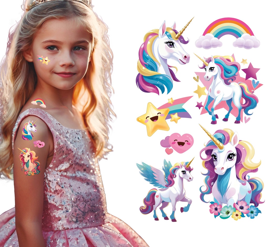 [15970] Unicorn Tattoo Sheet 14x30cm