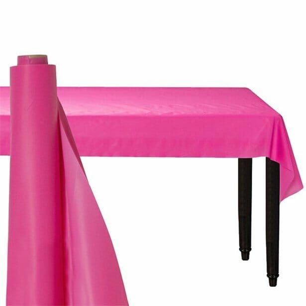 Bright Pink Plastic Tablecover Banqueting Roll - 30mt