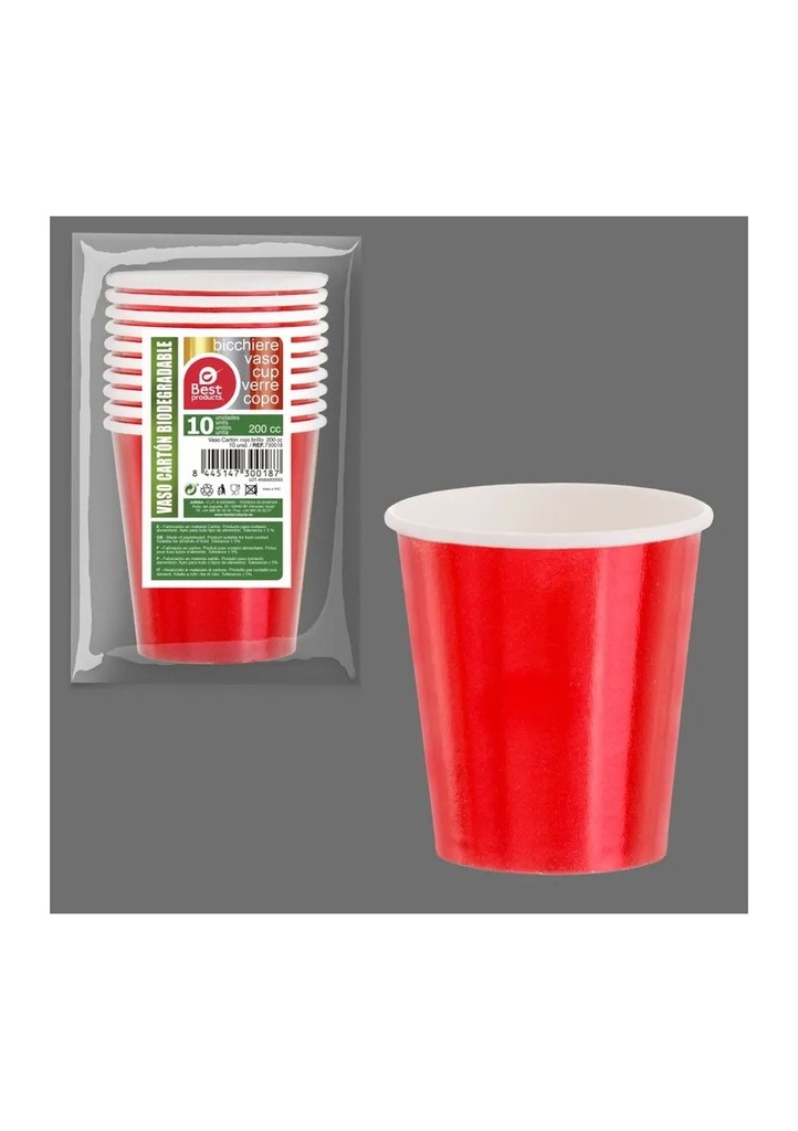 Red Paper Cups 200ml - 10pk