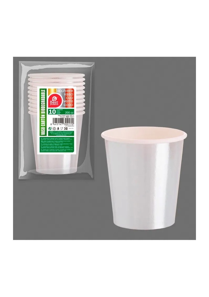 Silver Paper Cups 200ml - 10pk