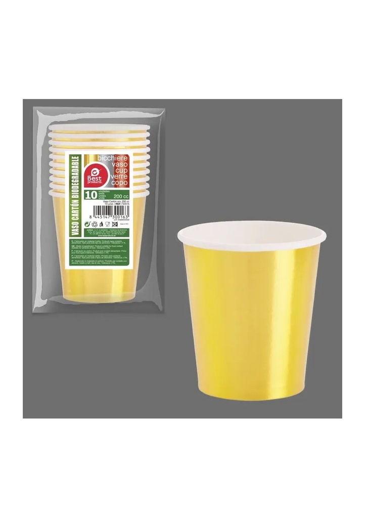 Gold Paper Cups 200ml - 10pk