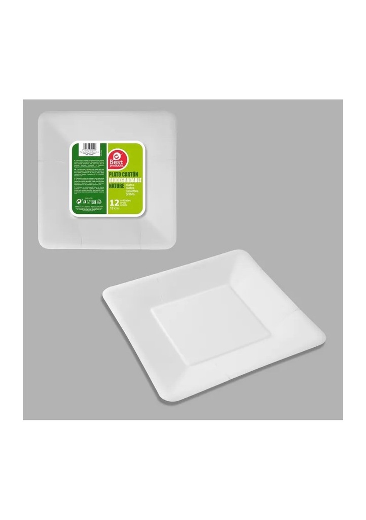 White Square Paper Plates 18cm - 12pk
