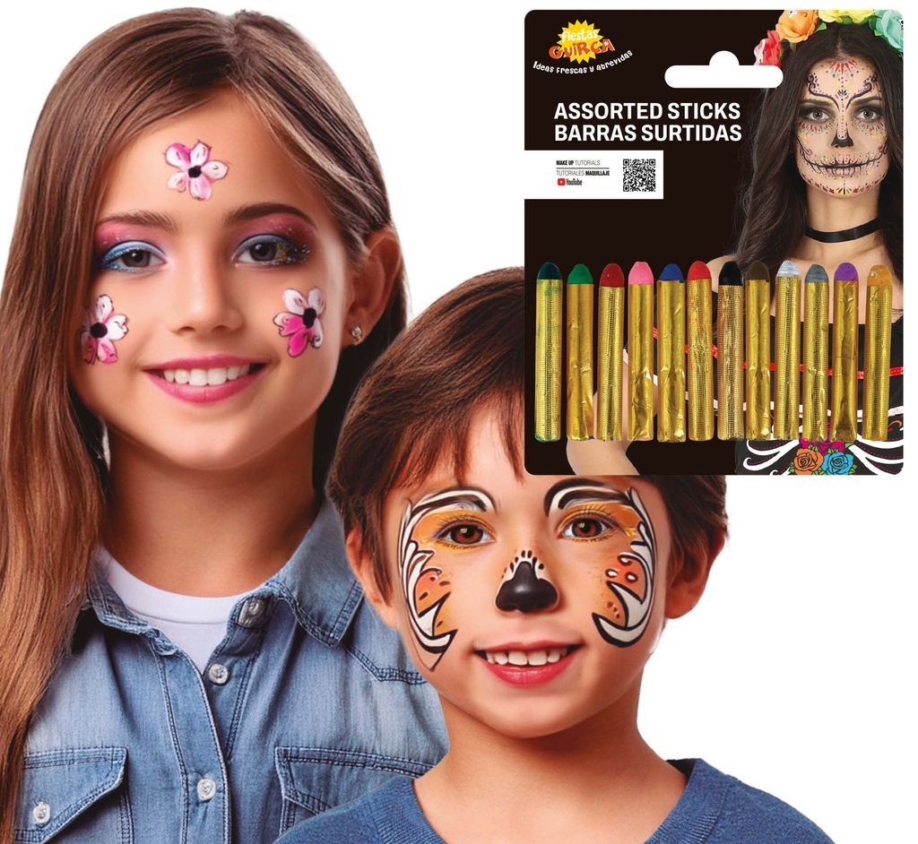 [15754] Face Paint Makeup Sticks 12pcs (12x19gr)