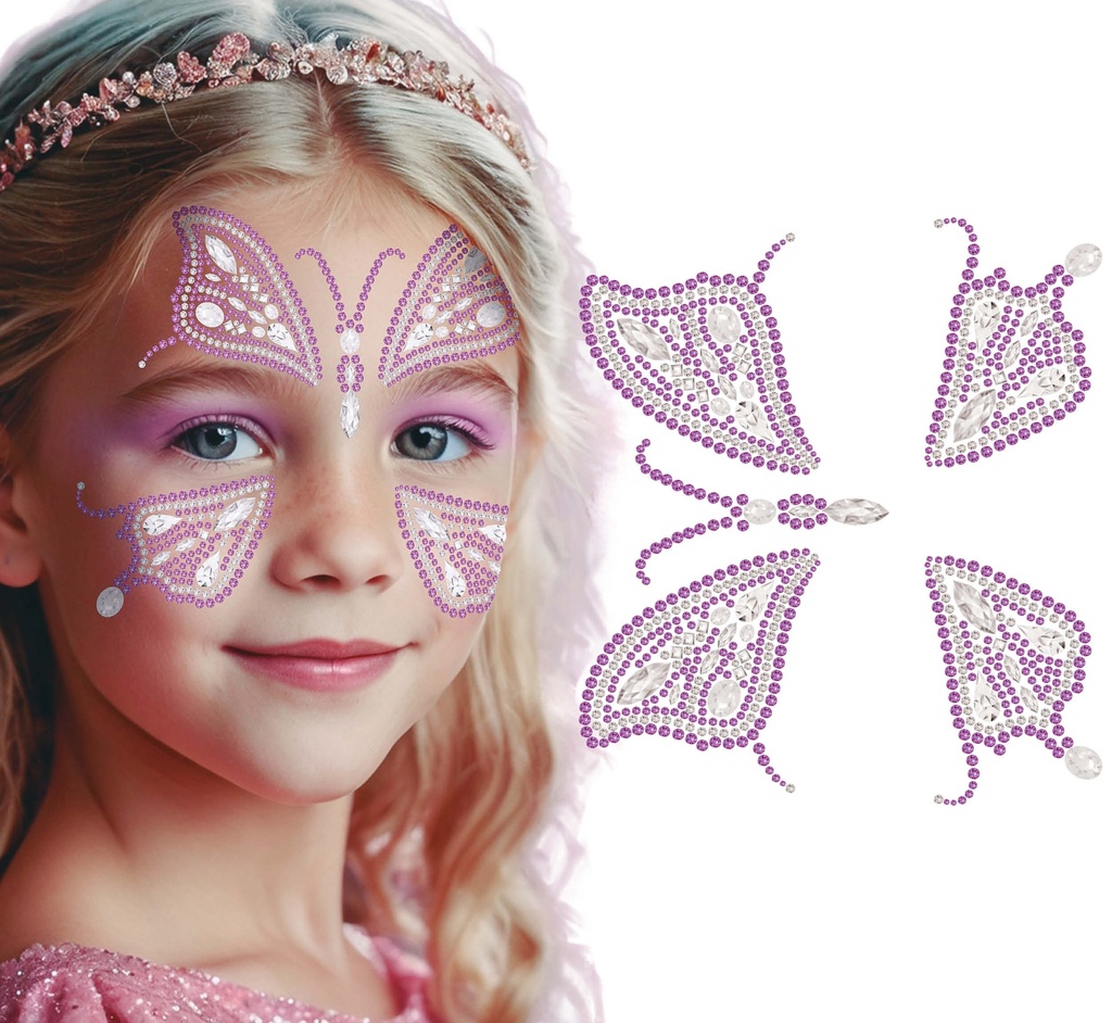 Face Glitter Pink Butterfly