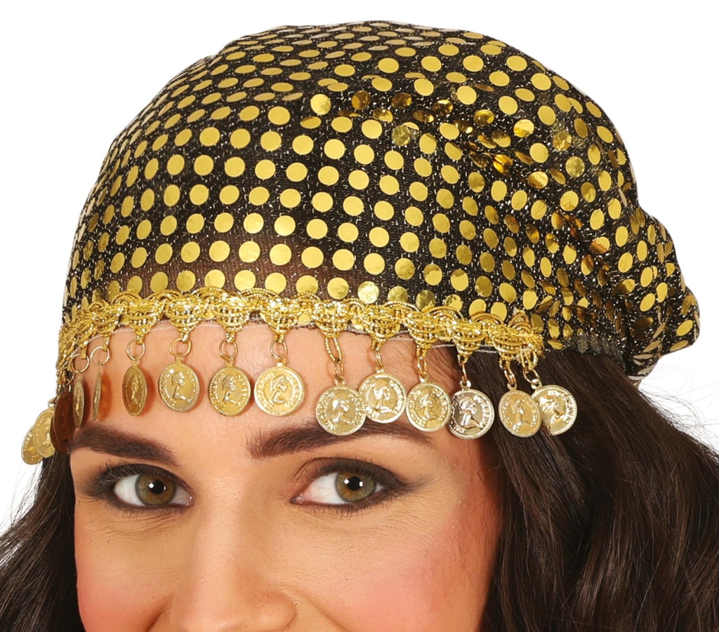 [13741] Gold Coins Headscarf