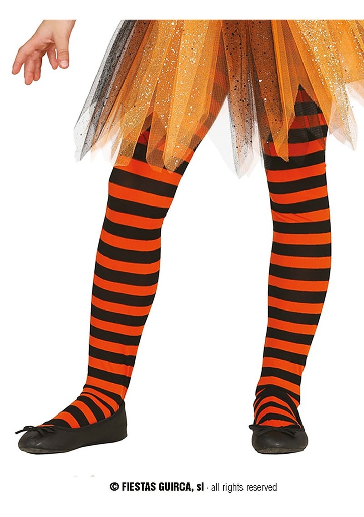 Orange Striped Tights - Age 7 to 12 Years