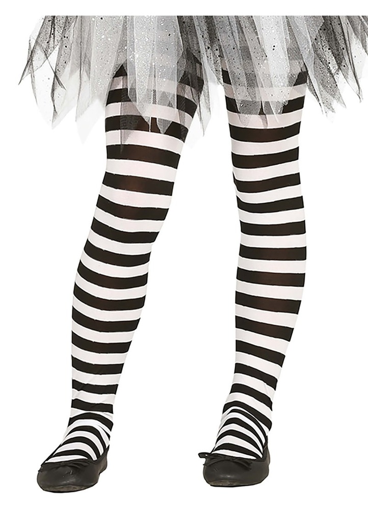 White Striped Tights - Age 7 to 12 Years