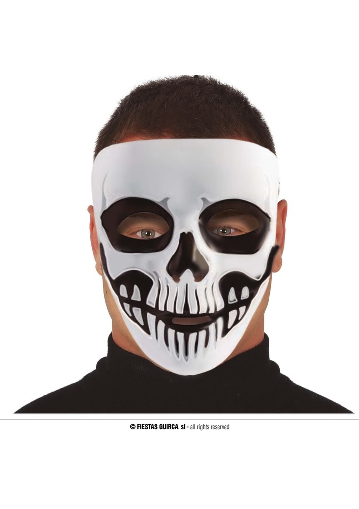 Halloween Black & White Skeleton Mask - One Size