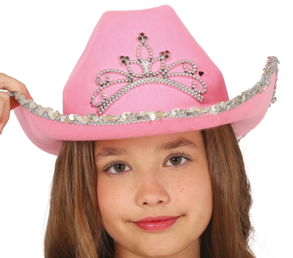 Felt Tiara Cowboy Hat Pink - Child One Size
