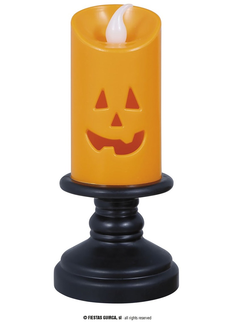 Orange Candle With Light Decoration - 12.5cm