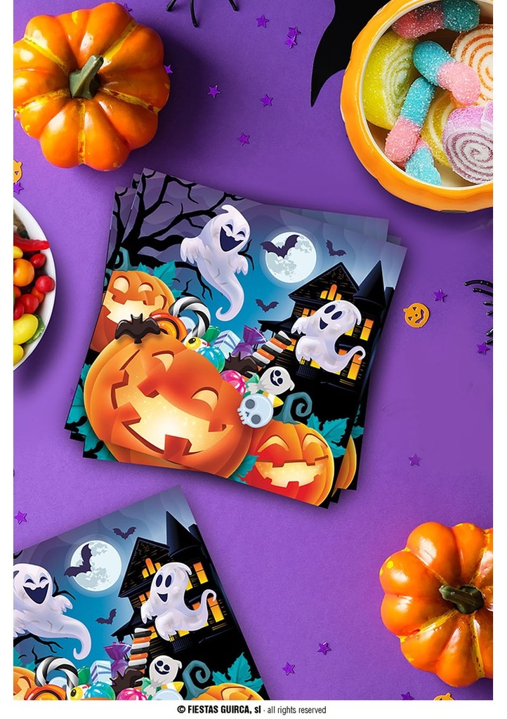 Halloween Pumpkin Napkins 33x33cm - 12pk