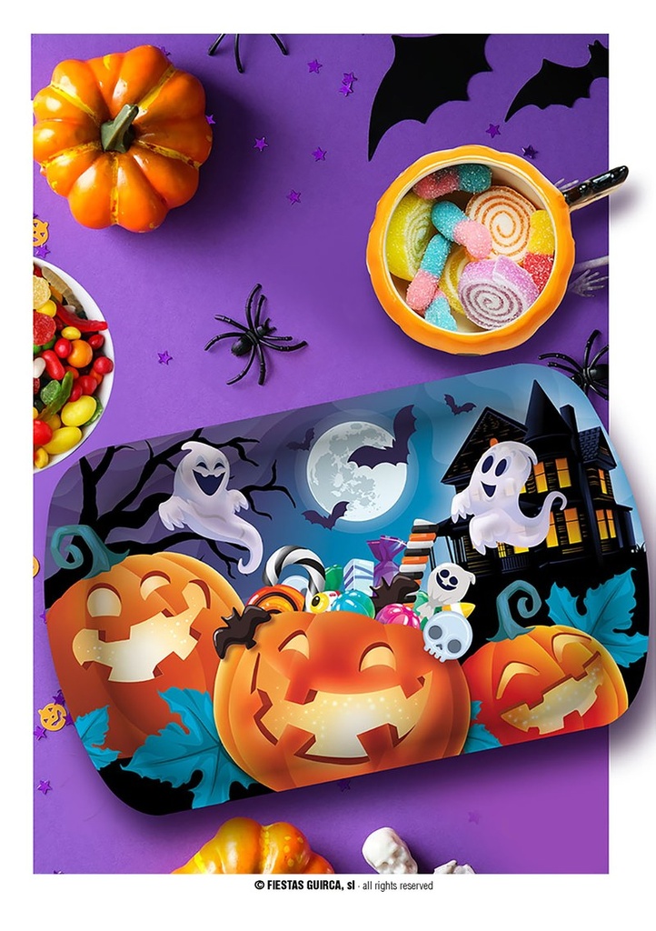 Halloween Pumpkin Plastic Tray - 39x24cm
