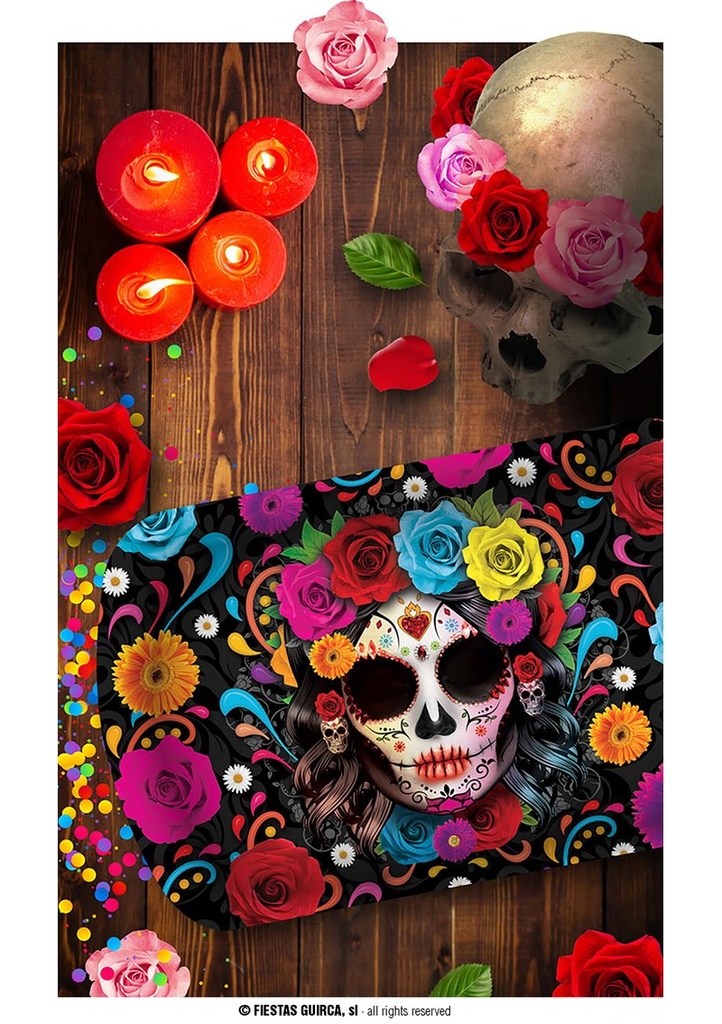 [24666] Halloween Catrina Plastic Tray - 39x24cm