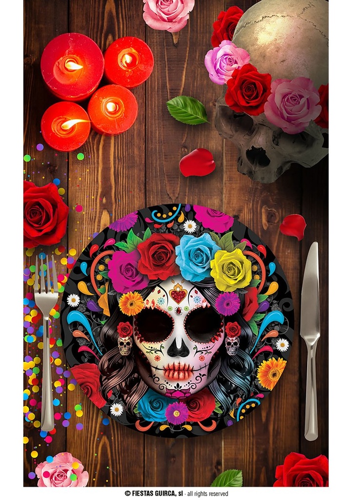 Halloween Catrina Plates 23cm - 6pk