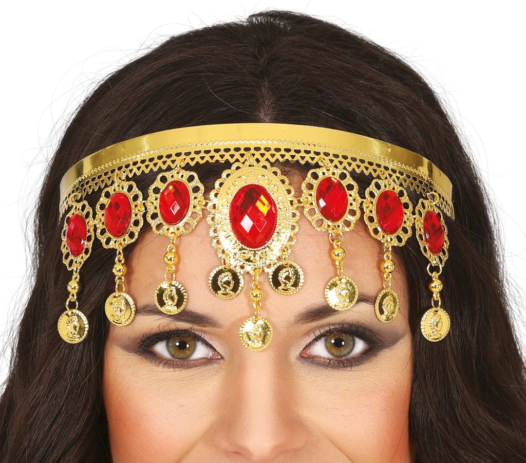 Gold Metal Headpiece With Red Stones - Adult One Size