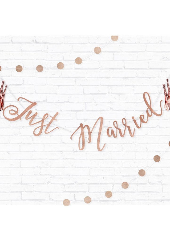 Just Married Rose Gold Glitter Bunting - 1.5m