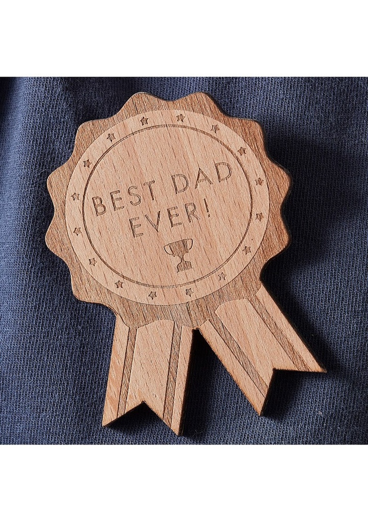 Wooden Best Dad Ever Father's Day Badge - 8cm x 6cm